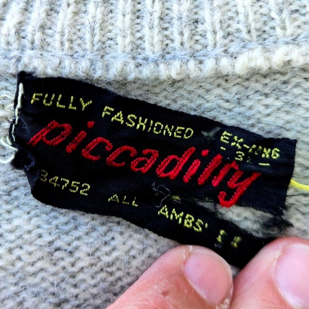 Vintage Piccadilly Lambswool Turtleneck Sweater Brown Gray Pattern Knit - Picture 5 of 14